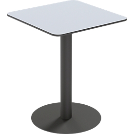 Paperflow Outdoor-Tisch Cross, quadratisch, Tellerfuss, B 600 x T 600 x H 750 mm, grau/mattschwarz