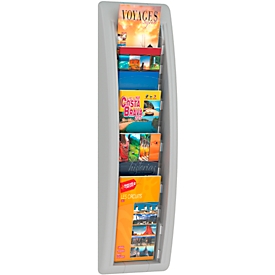 Paperflow Quickfit brochure wall holder, 5 compartments in DIN 1/3 A4 format, W 168 x D 95 x H 650 mm, polystyrene, gray