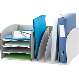 Paperflow Schreibtisch-Organizer, 4 Fächer, Trennelemente verstellbar, grau