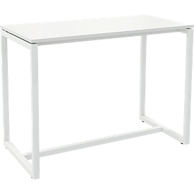 Paperflow statafel Easy Desk, van metaal, met stelschroeven op vloerniveau, H 1100 mm, bestand tegen desinfectiemiddelen, wit/wit 