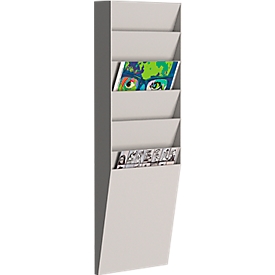 Paperflow wandfolderhouder A4 hoog 6 vakken, grijs