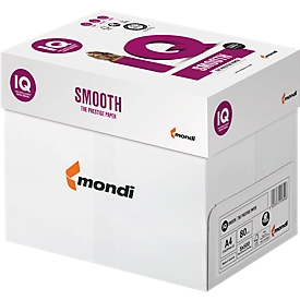Papier à copier Mondi IQ Smooth, DIN A4, 80 g/m², extra-blanc, 1 boîte = 5 x 500 feuilles