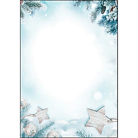 Papier à motif de Noël "Snow Star", papier fin 90g, 25 feuilles A4, imprimante jet d'encre et laser