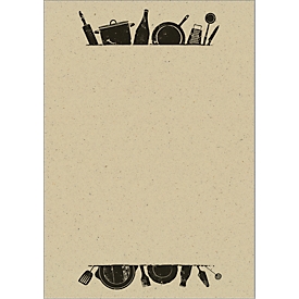 Papier à motif SIGEL "Kitchen utensils", DIN A4, 100 g/m², recto-verso, papier à l'herbe, 100 feuilles