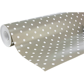 Papier cadeau Clairefontaine Excellia Fantasie, taupe à pois blancs, 1 rouleau de L 50 m x l 700 mm