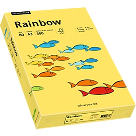 Papier coloré pour copieur Rainbow Mondi, format A3, 80 g/m², jaune, 1 bloc = 500 feuilles