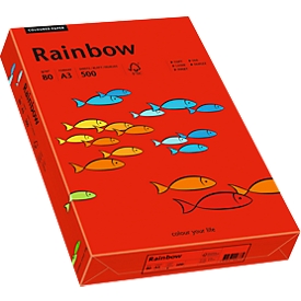 Papier coloré pour copieur Rainbow Mondi, format A3, 80 g/m², rouge intense, 1 bloc = 500 feuilles