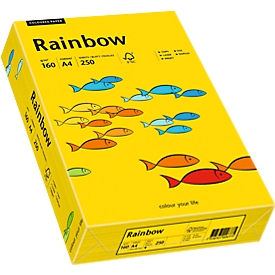 Papier coloré pour copieur Rainbow Mondi, format A4, 160 g/m², jaune intense, 1 bloc = 250 feuilles