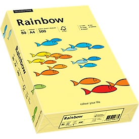 Papier coloré pour copieur Rainbow Mondi, format A4, 80 g/m², jaune clair, 1 bloc = 500 feuilles