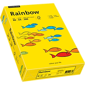 Papier coloré pour copieur Rainbow Mondi, format A4, 80 g/m², jaune intense, 1 bloc = 500 feuilles