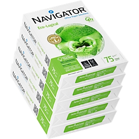 Papier copieur Eco-Logical Navigator, format A4, 75 g/m², ultra blanc, 1 carton = 5 x 500 feuilles