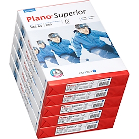 Papier copieur Plano® Superior Papyrus, format A4, 120 g/m², ultra blanc, 1 carton = 5 x 250 feuilles