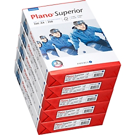 Papier copieur Plano® Superior Papyrus, format A4, 160 g/m², ultra blanc, 1 carton = 5 x 250 feuilles