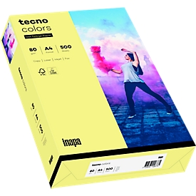Papier couleur tecno Colors, format A4, 80 g/m², jaune clair, 1 paquet = 500 feuilles