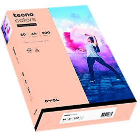 Papier couleur tecno Colors, format A4, 80 g/m², saumon, paquet de 500 feuilles