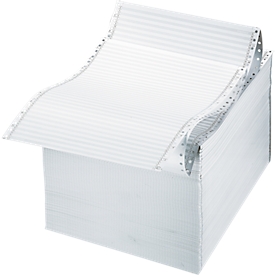 Papier listing, format A4 portrait, 1 épaisseur, vierge, blanc, 2000 feuilles