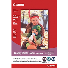 Papier photo brillant CANON Usage quotidien Brillant GP-501, format 10 x 15 cm, 210 g/m², blanc, 1 paquet = 100 feuilles