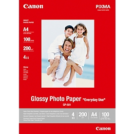 Papier photo glacé CANON Everyday Use Glossy GP-501, DIN A4, 200 g/m², blanc, 1 paquet = 100 feuilles