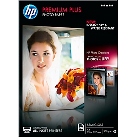 Papier photo Premium Plus HP, mat satiné, A4, 20 feuilles
