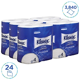 Papier toilette Kleenex® 8484, 4 plis, 6 paquets de 4 rouleaux, 160 feuilles/rouleau, blanc
