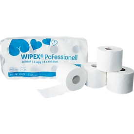 Papier toilette Professional WIPEX, 250 feuilles par rouleau, 3 épaisseurs, 72 rouleaux