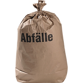 Papieren afvalzakken, 120 liter, B 700  x H 950 mm, tegen vocht bestand en biologisch afbreekbaar, 100 stuks