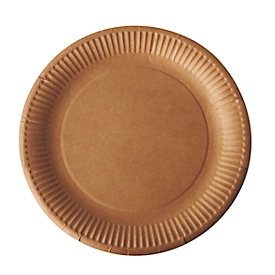 Papieren borden Papstar Pure, wegwerp, rond, Ø 230 mm, voedselveilig, FSC®-gecertificeerd &amp; composteerbaar, bruin, 5 x 100 stuks