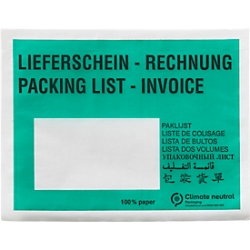 Papieren documentenmap/leveringsbonnenmap SecurePack, C6, venster links, met opdruk, zelfklevend, perkamentpapier, groen, 250 stuks