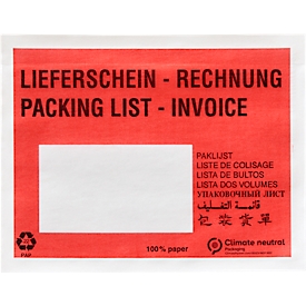 Papieren documentenmap/leveringsbonnenmap SecurePack, C6, venster links, met opdruk, zelfklevend, perkamentpapier, rood, 250 stuks