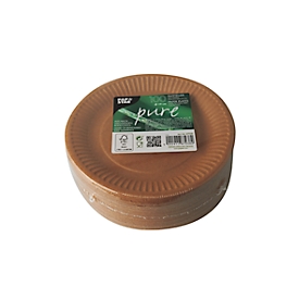 Pappteller Papstar Pure, Einweg, rund, Ø 190 mm, lebensmittelecht, FSC®-zertifiziert, braun, 8 x 100 Stück