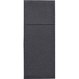 Papstar Bestecktaschen Royal Collection, integrierte Besteckfalz, B 200 x H 82,5 mm, FSC®-zertifiziert, Premium-Tissue, schwarz, 6 x 50 Stück
