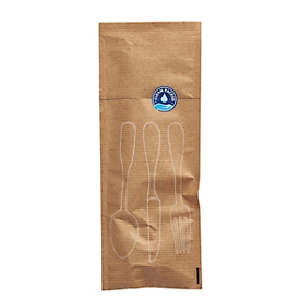 Papstar bestekzakjes, 250 st., met zelfklevende sluiting, scheur-open perforatie, B 100 x H 260 mm, papier, naturel