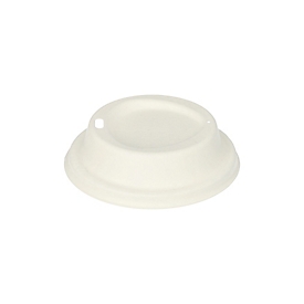 Papstar Couvercle de gobelet Bagasse de canne à sucre Ø 90 mm blanc, neutre au goût &amp; stable, micro-ondes 800 W, EN 13432, paquet de 50
