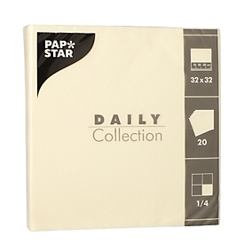 Papstar "Daily Collection" servetten, met ¼ vouw, 320 x 320 mm, 20 stuks, champagne