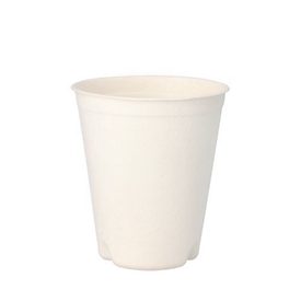 Papstar Gobelet en canne à sucre pure 0,3 l blanc, bagasse, Ø 9 x H 10 cm, micro-ondes 800 W, EN 13432, 50 pièces