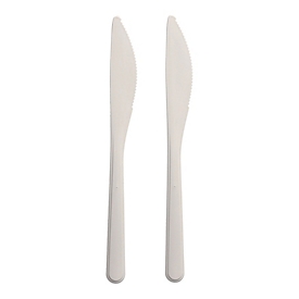 Papstar herbruikbaar mes polypropeen wit 18,5 cm, tot 100 °C, vaatwasmachinebestendig tot 65 °C, 125x bruikbaar, pak van 50