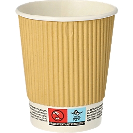 Papstar Kaffeebecher Ripple Wall 200 ml, Pappe PLA-beschichtet, FSC, Ø 80 mm, 25 Stück, To-go