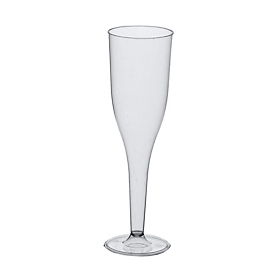 Papstar Sektgläser, Einweg, 0,1 l, mit Füllstrich, Ø 50 mm x H 175 mm, 2-teilig, Polystyrol, glasklar, 500 Stück