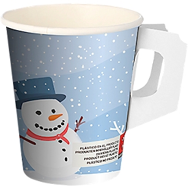 Papstar "Snowman" drinking cup, with handle, 200 ml, double-walled, cardboard, Ø 8 x H 9.3 cm, 50 pieces