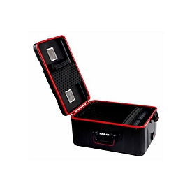 PARAT PARAPROJECT TC10 Plus - Hartschalentasche für 10 Tablets - with TwinCharge module - X-ABS Kunststoff, Aluminium, Conpearl - Schwarz - bis zu 30,5 cm (bis zu 12")
