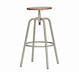 PARIS bar stool, height adjustable, round tubular base, Ø 390 x D 390 x H 700-800 mm, taupe/taupe