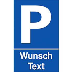 Parking sign (alu Dibond), with text of your choice