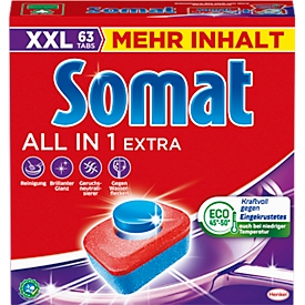 Pastillas lavavajillas Somat Todo en 1 Extra, en pack XXL, 63 unidades