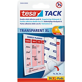 Pastilles adhésives XL Tack® tesa, transparent, double face adhésive, 36 p.
