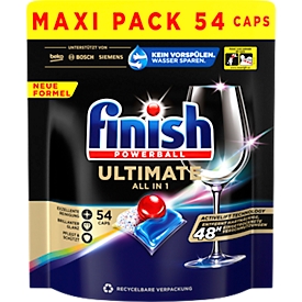 Pastilles pour lave-vaisselle Finish Quantum XXL Regular, avec protection du verre, protection de l'argent &amp; fonction rinçage/salage, 54 pièces en sachet à fond plat