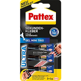 Pattex Sekundenkleber Ultra Gel Mini Trio, 3 x 1 g