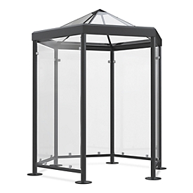 Pavillon de fumeurs hexagonal modèle Paris (sans parois latérales), gris anthracite RAL 7016