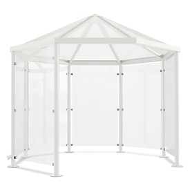 Pavillon fumeur octogonal modèle Paris (sans parois latérales), gris blanc RAL 9002