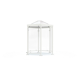 Pavillon pour fumeurs hexagonal modèle Paris (sans parois latérales), gris blanc RAL 9002