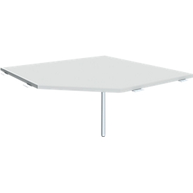 PC-Arbeitsplatte ALICANTE, B 1225 x T 1225 mm, mit Stützfuß, höhenverstellbar, lichtgrau